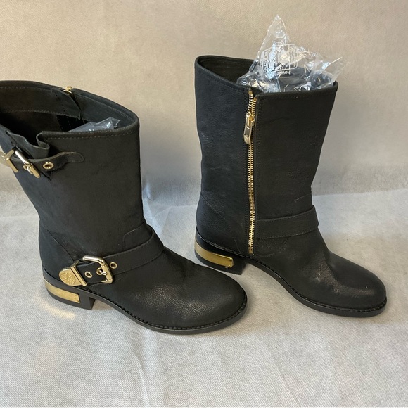 Vince Camuto Winchell Black Leather Women's Moto Boots Size 7.5 - Picture 13 of 16